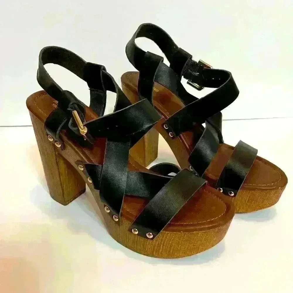 Mossimo Supply Caitlin Black Quarter Strap High Heel Sandals Shoes Size 8